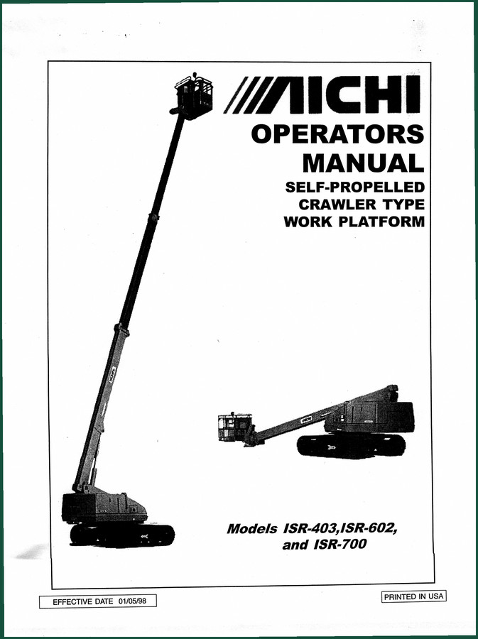 Aichi ISR-403, ISR-602, ISR-700 Operators Manual 28-Page Factory Doc