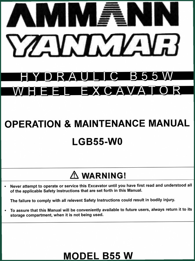 Ammann Yanmar B55W Service Manual – 191 Pages OEM Operation & Maintenance
