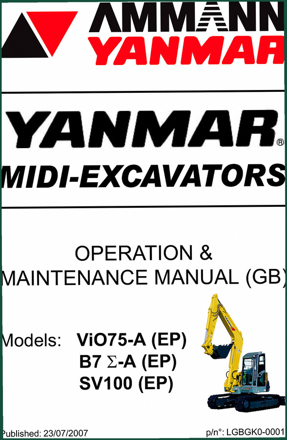 Ammann Yanmar Vi075-A, B7-Σ-A, SV100 2007 Service Manual – OEM Specs