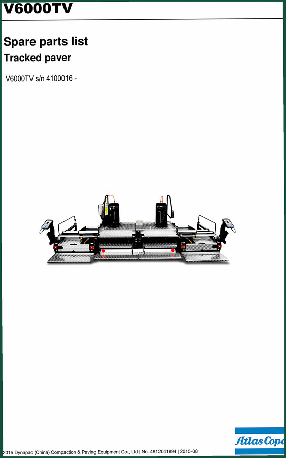 Atlas Copco V6000TV 2015 Parts Catalog – OEM Component Data