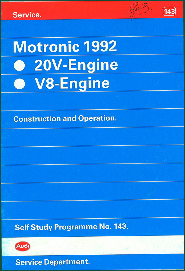 Audi V8, 20V 1992 Technical Manual – Factory Specs & Diagrams