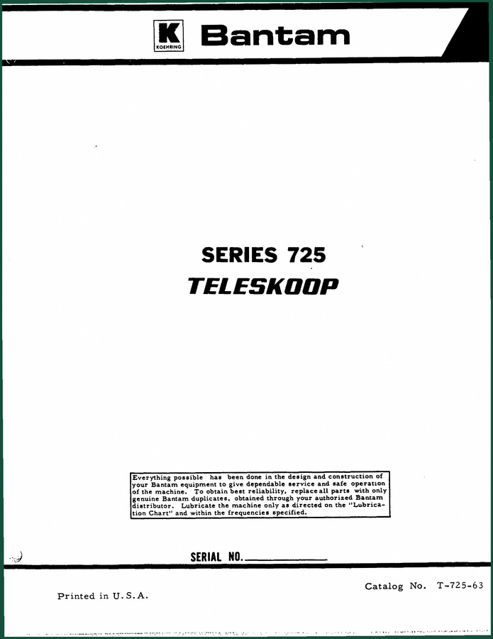 Bantam 725 Parts Catalog – 196 Pages OEM Exploded Views