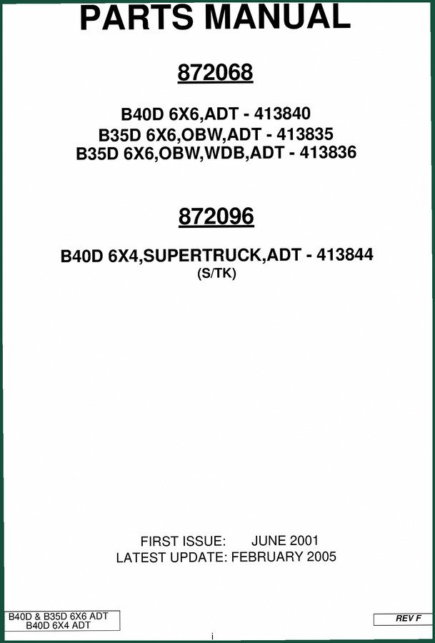 BELL Equipment B35D, B40D 2005 Parts Catalog – 618 Pages