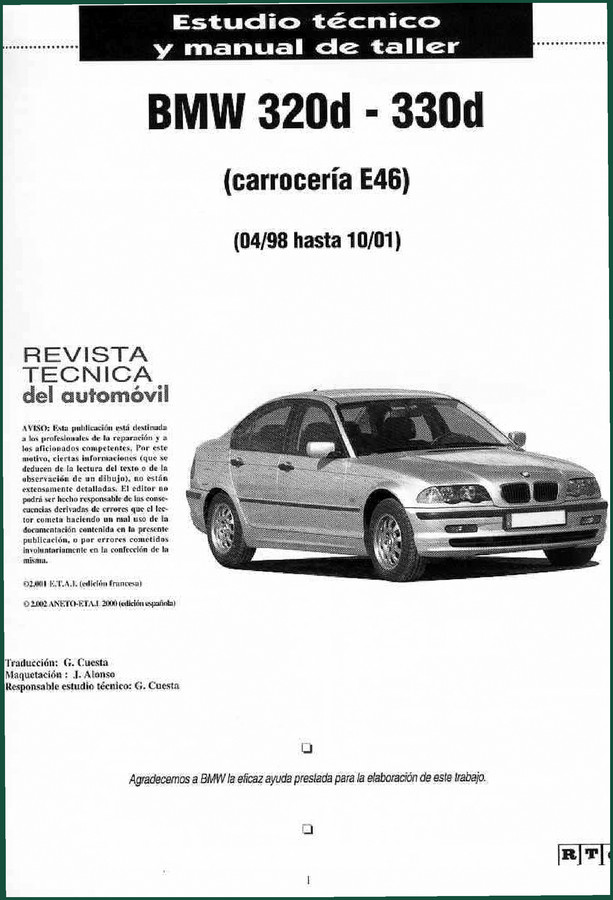 BMW 320d, 330d 2002 Workshop Manual – Factory Service PDF