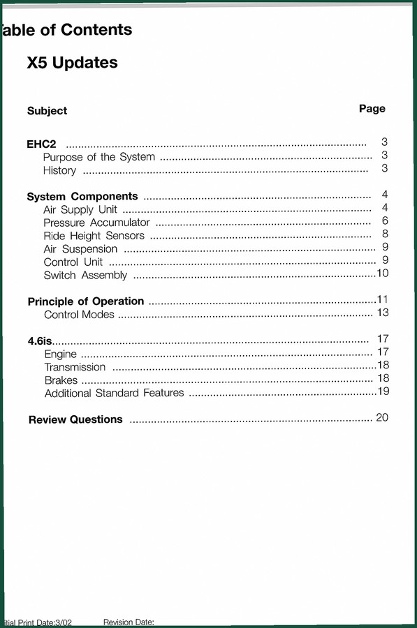 BMW X5 2002 Training Manual – EHC2 Air Suspension & 4.6is Updates