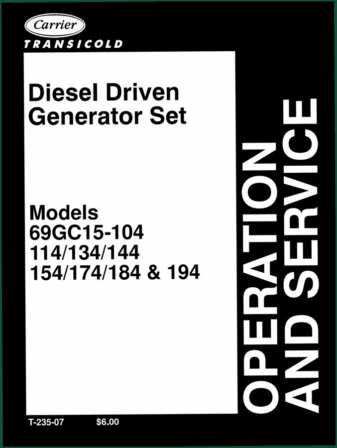 Carrier Transicold 69GC15-104, 114, 134, 144, 154 1995 Operators Manual