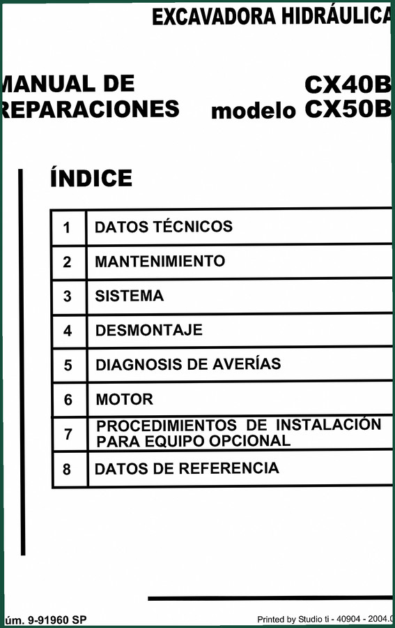 Case CX40B, CX50B 2004 Repair Manual – Factory Specs for Hydraulic Excavators