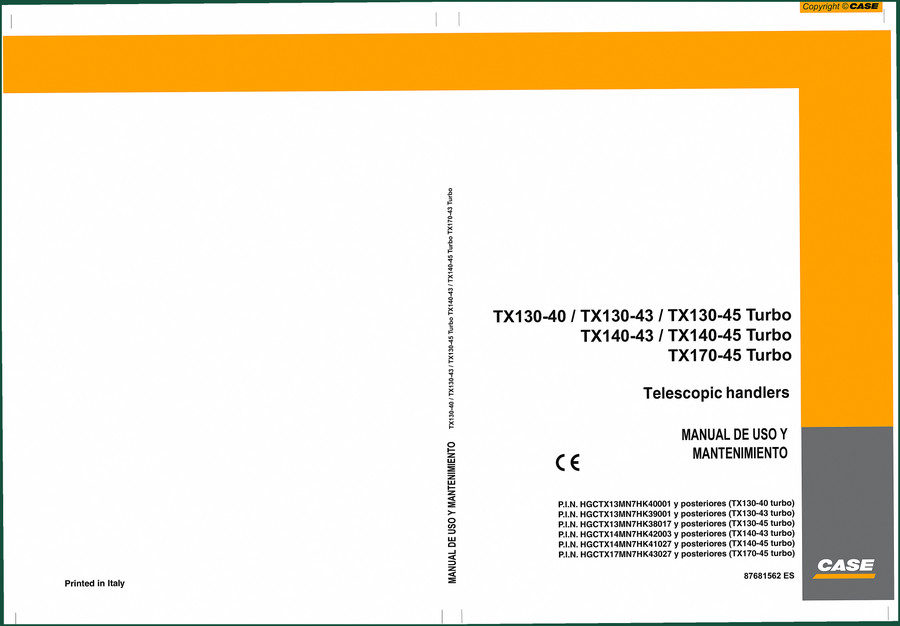Case TX140-45, TX170-45, TX130-45, TX130-40, TX130-43 2006 Operators Manual