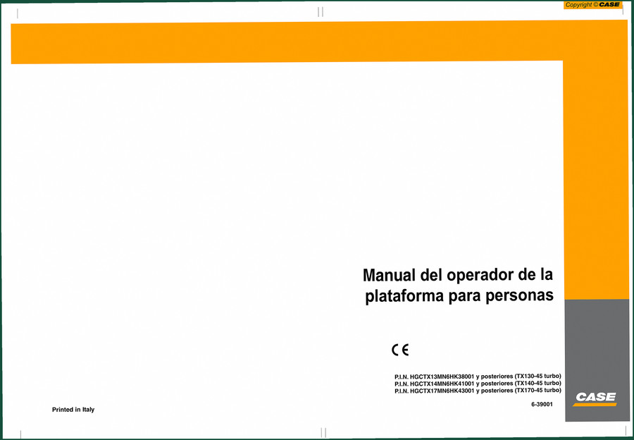 Case TX140-45, TX170-45, TX130-45 2006 Operators Manual – Factory Specs
