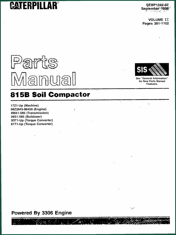 Caterpillar 815B 1998 Parts Catalog – 801-Page OEM Documentation