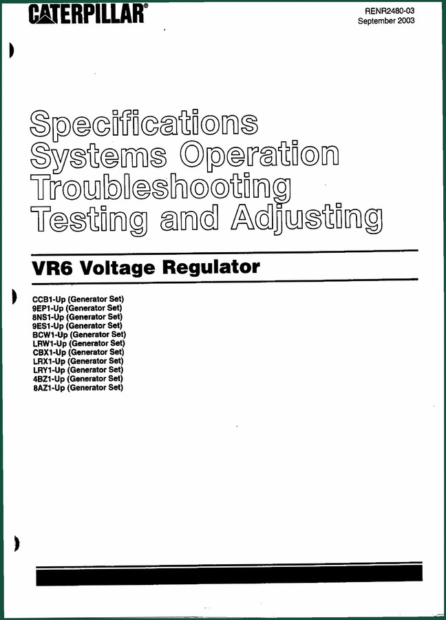 Caterpillar CCB1-9EP1 2003 Troubleshooting Manual VR6
