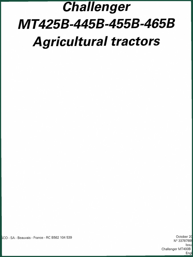 Challenger MT425B, MT445B, MT455B, MT465B 2008 Technical Manual