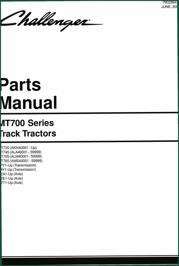 Challenger MT735-MT765 2005 Parts Catalog – 1243 Pages of OEM Specs