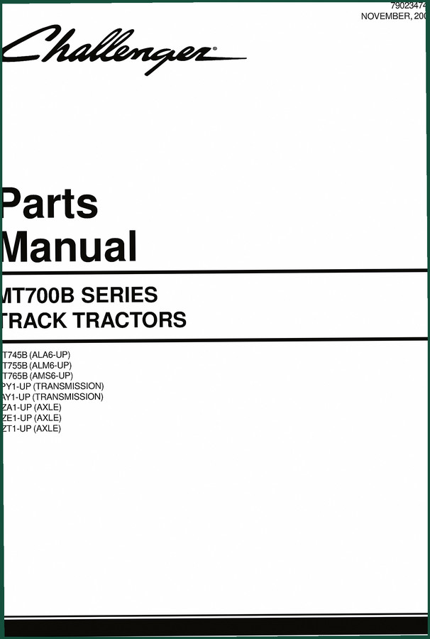 Challenger MT745B MT755B MT765B 7P71 8AY1 2005 Parts Catalog