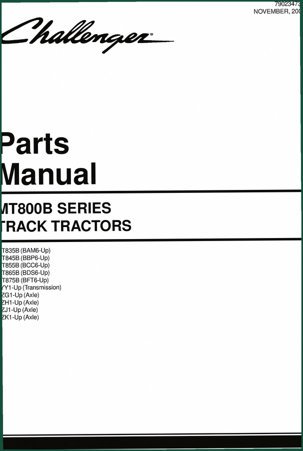Challenger MT635B MT800B MT845B MT855B MT865B 2005 Parts Catalog