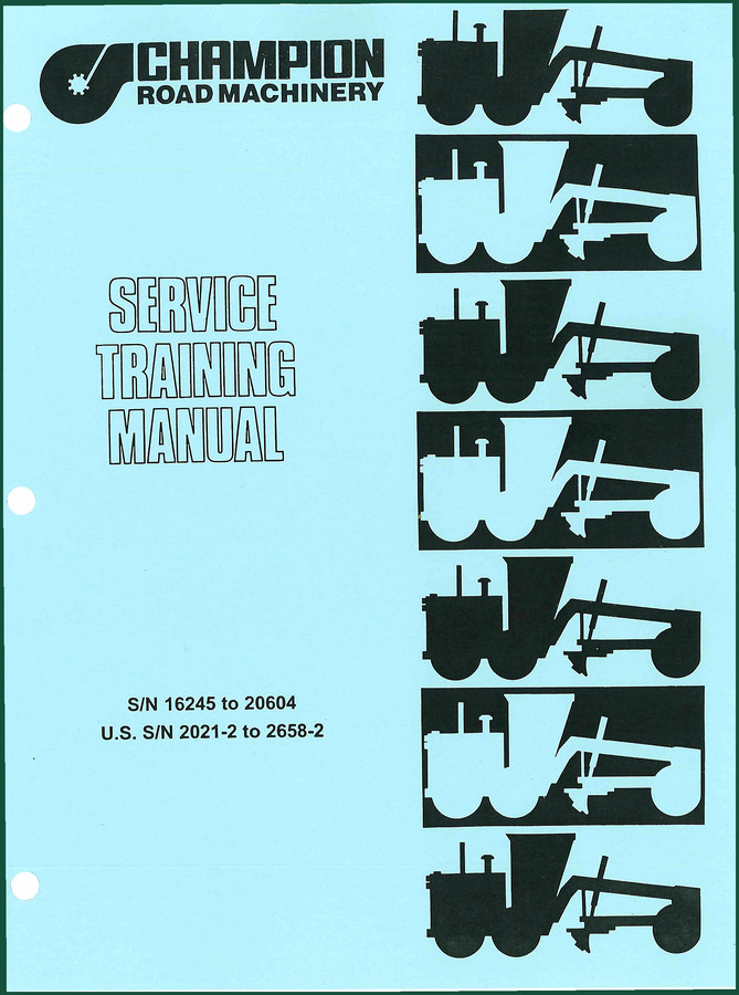 Champion 700 Series Training Manual – Factory Specs for Motor Grader Service