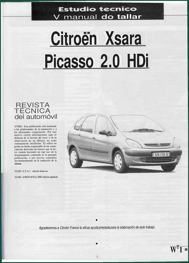 Citroën Xsara Picasso 2000 Technical Manual – OEM Factory Specs