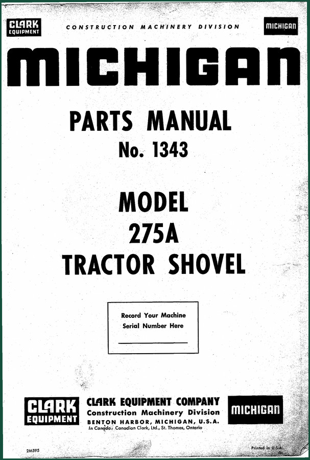 Clark-hurth 275A Parts Catalog – OEM Parts Manual