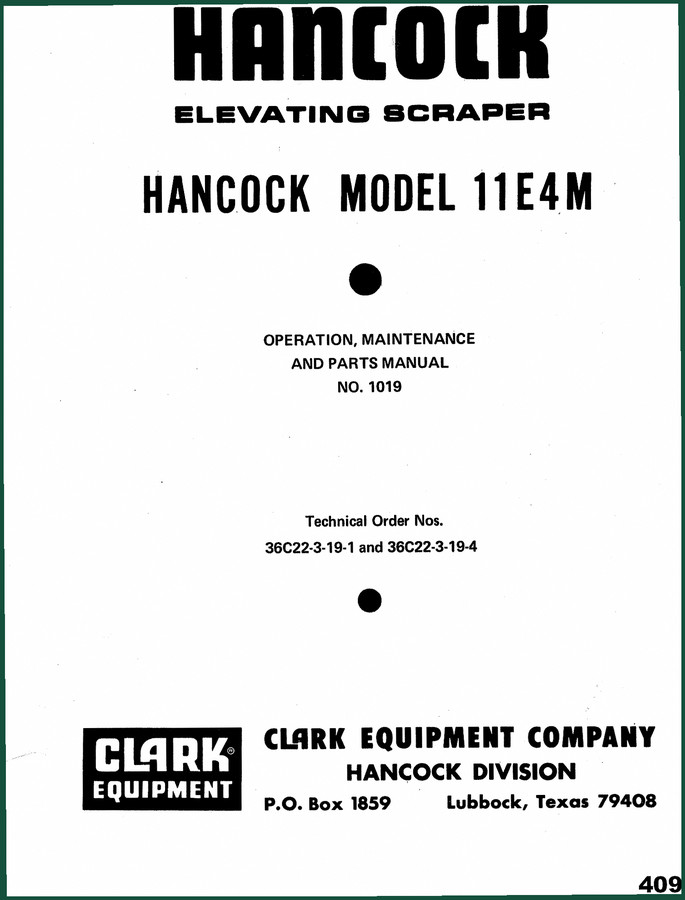 Clark Equipment 11E4M Parts Catalog – Hancock Scraper OEM Specs