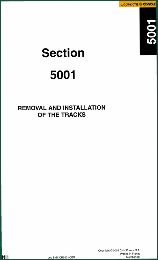 CNH CX240B 2008 Repair Manual – Track System Factory Specs