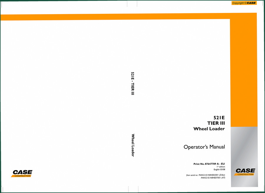 CNH Italia S.p.a 521E 2008 Operators Manual – OEM Specs & Safety