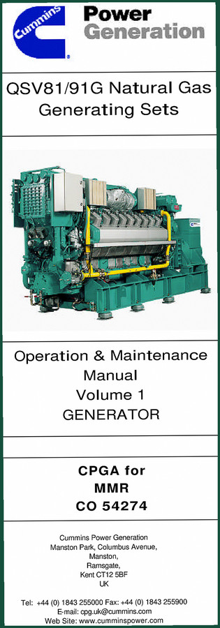 Cummins QSV81, QSV91G Service Manual – Factory Specs for Natural Gas Gensets
