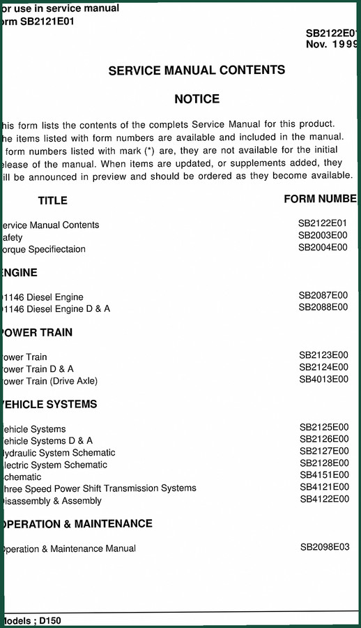 Daewoo D150 1999 Service Manual – 801 Pages of Factory Specs
