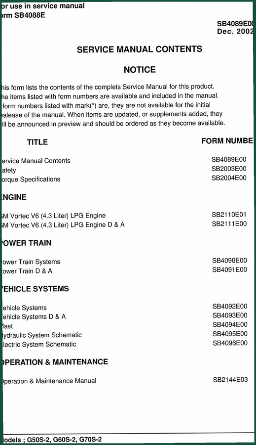 Daewoo G50S-2, G60S-2, G70S-2 2002 Service Manual – OEM Specs for Buses