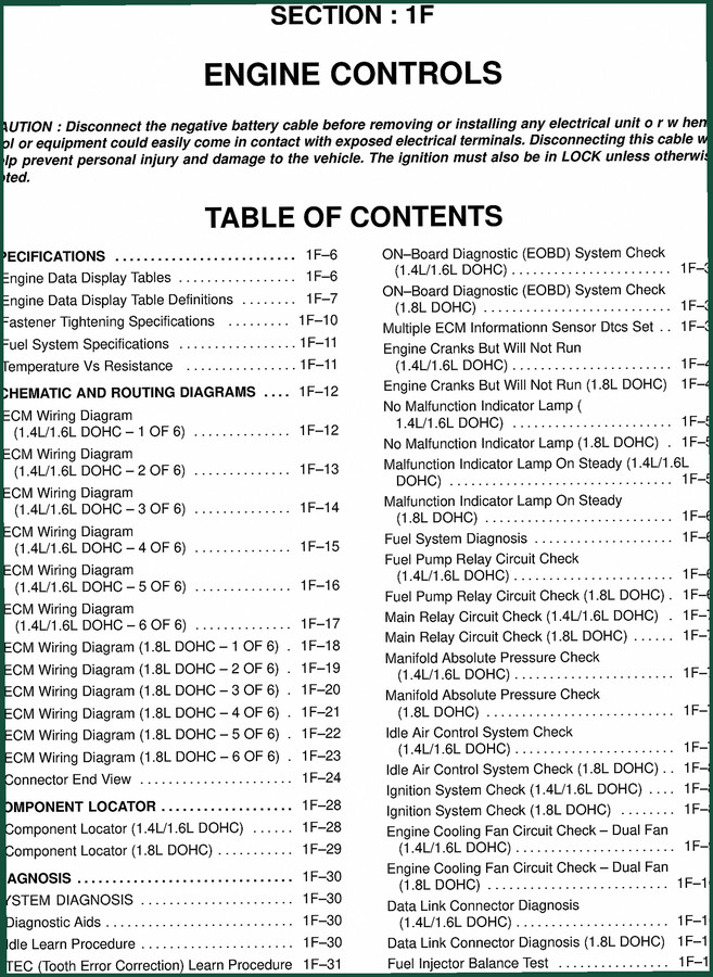 Daewoo V–121 BL4 Diagnostics Manual – Factory Specs for Bus Engine Controls