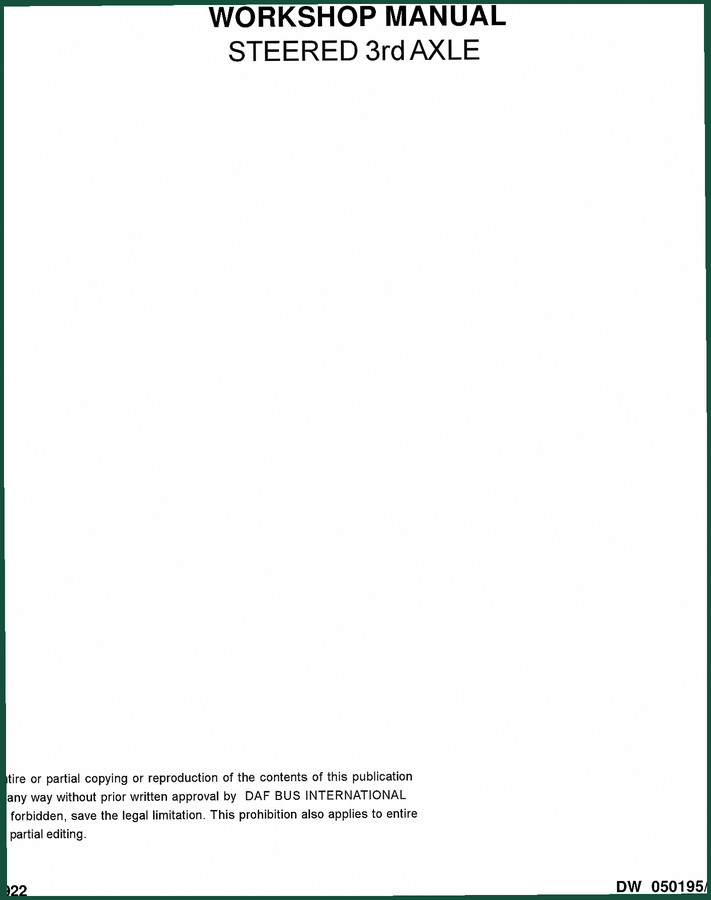 DAF SBR 3015 Workshop Manual – Factory Steered 3rd Axle Procedures
