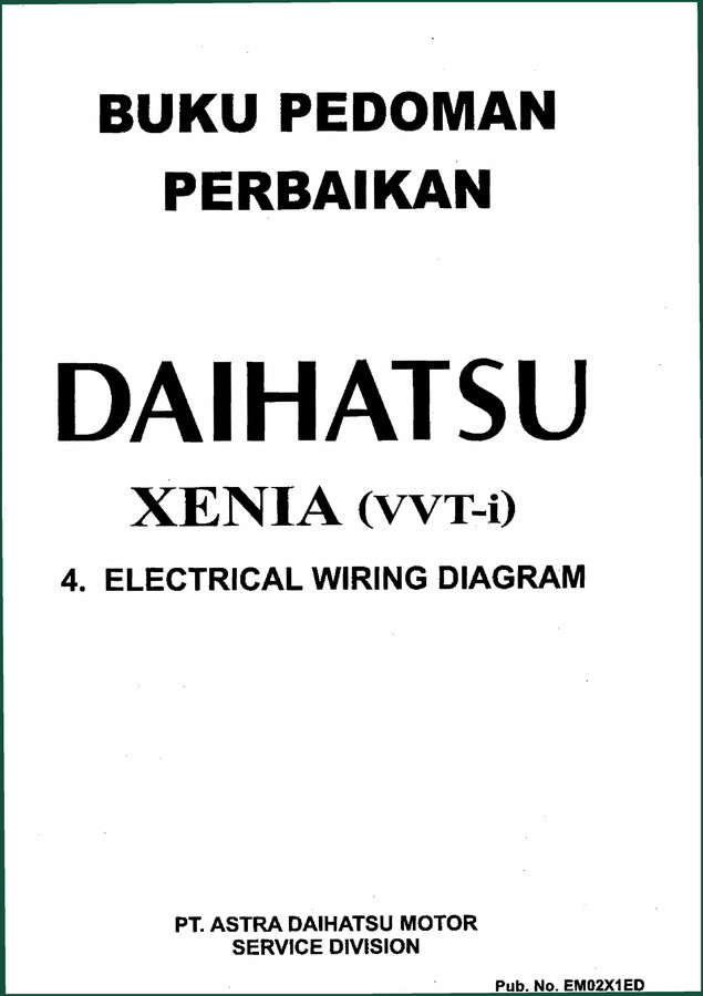 Daihatsu XENIA Wiring Diagram – 74-Page OEM Factory Manual