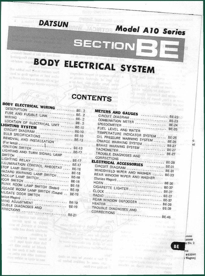 Datsun A10 Electrical Schematic – 49-Page Factory Wiring