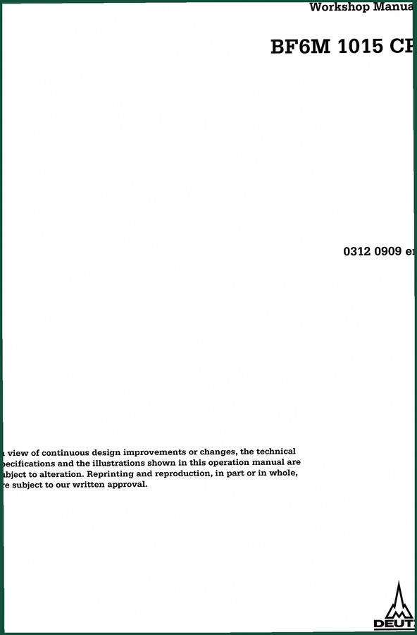 Deutz BF6M 1015 CP 2003 Workshop Manual – OEM Service Data