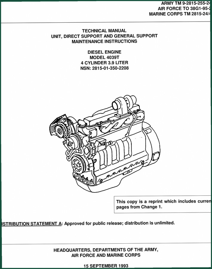 Shanghai Diesel Engine 4039T 1993 Technical Manual – 268 Pages