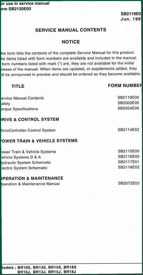Doosan BR10S BR13S BR15S BR18S BR10J 1997 Service Manual 437 Pages