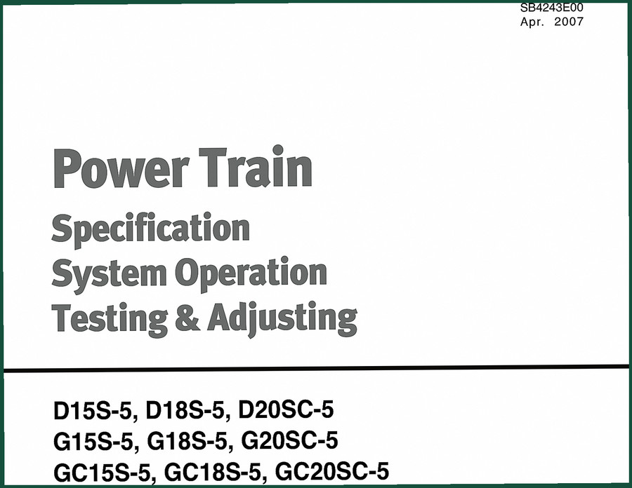 Doosan G15S-5, G18S-5, G20SC-5, GC15S-5, GC18S-5 2007 Technical Manual