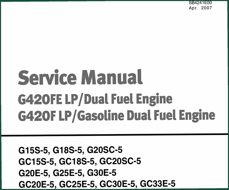 Doosan G15S-5, G18S-5, G20SC-5, G420FE/F 2007 Service Manual