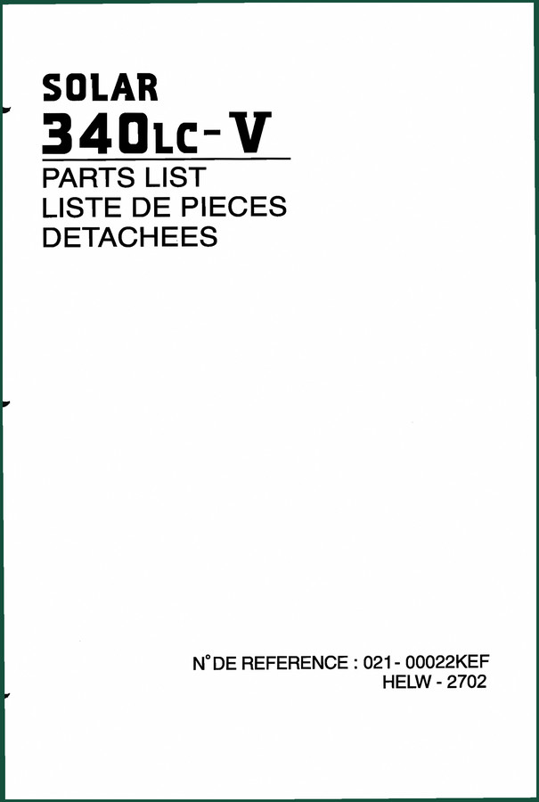 Doosan S340LC-V Parts Catalog – 612-Page OEM Parts List for Excavator