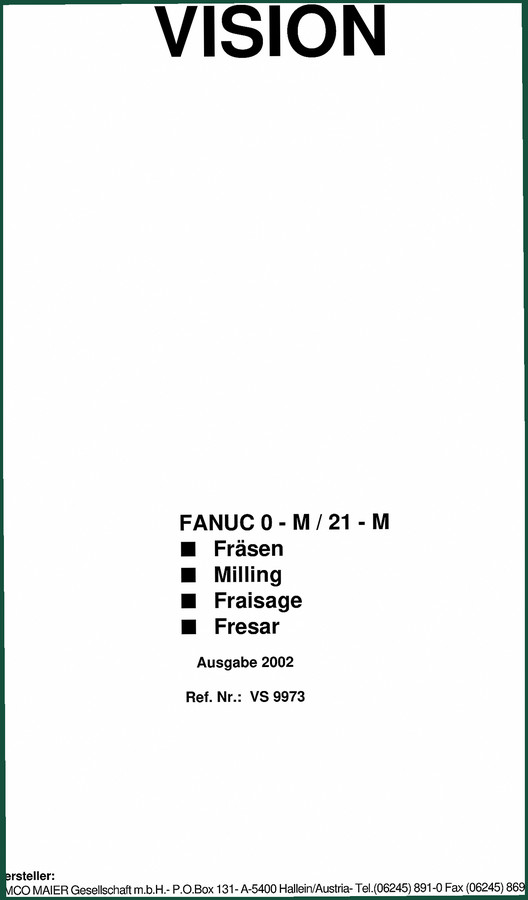 Temco 0-M, 21-M 2002 Training Manual – CNC Control Training