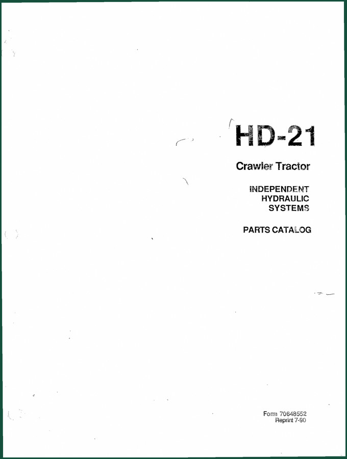 Fiatallis HD-21 1990 Parts Catalog – OEM Part Numbers for Crawler Tractor