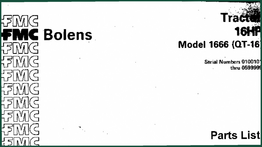 FMC Bolens 1666 Parts Catalog – 23 Pages of OEM Fastener Data