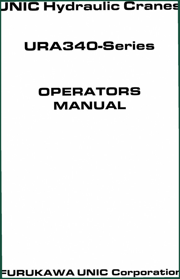 Furukawa Unic URA343, URA344, URA345 Operators Manual – 66 Pages