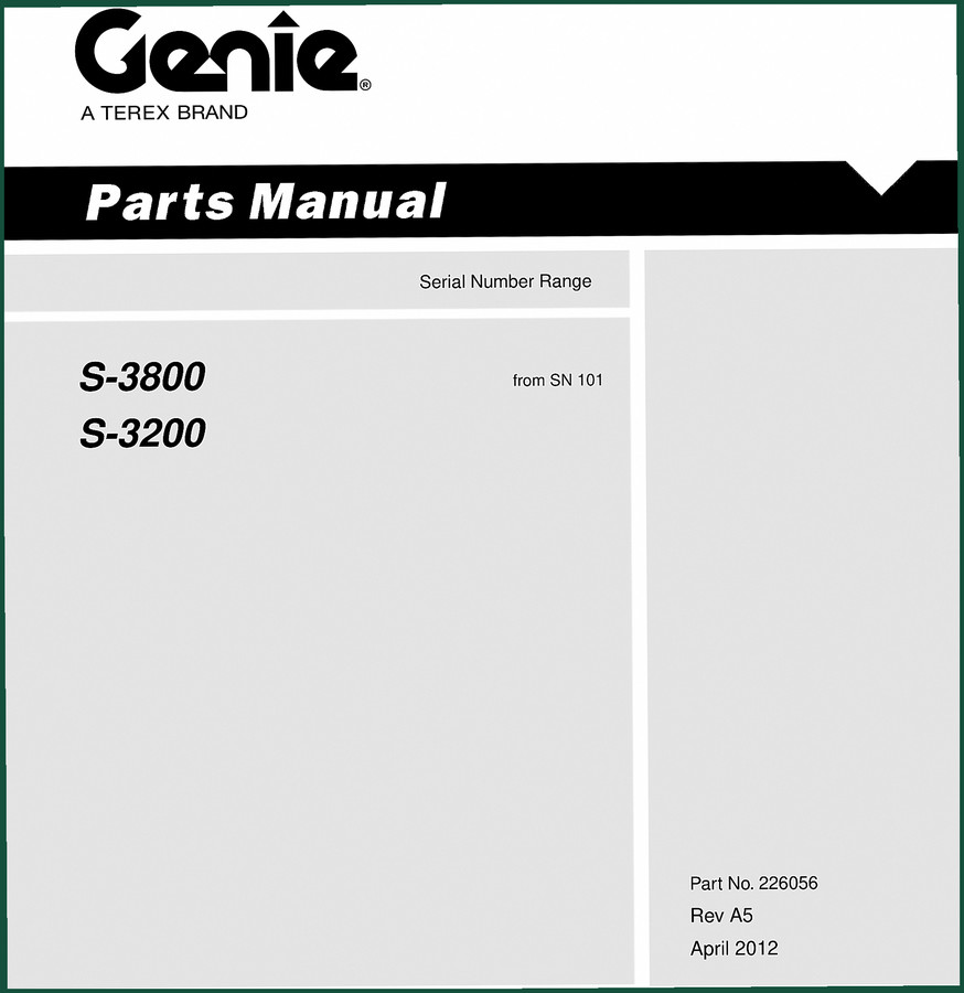 Genie S-3800, S-3200 2012 Parts Catalog – 146-Page OEM Parts Manual