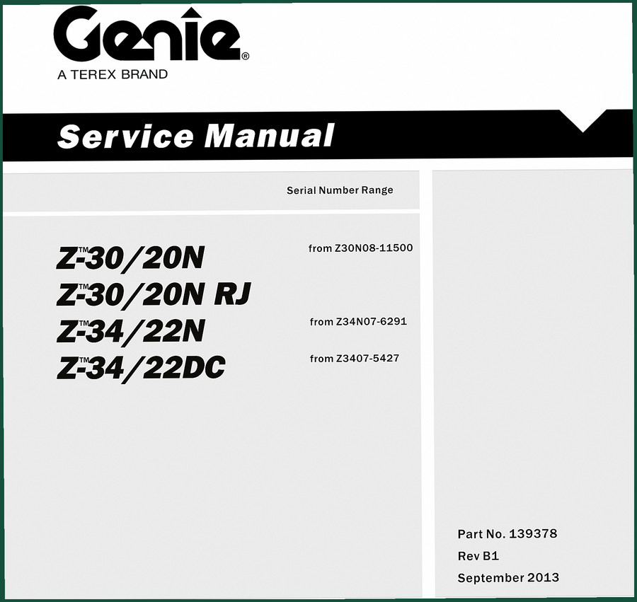 Genie Z-30/20N, Z-30/20N RJ, Z-34/22N, Z-34/22DC 2013 Service Manual