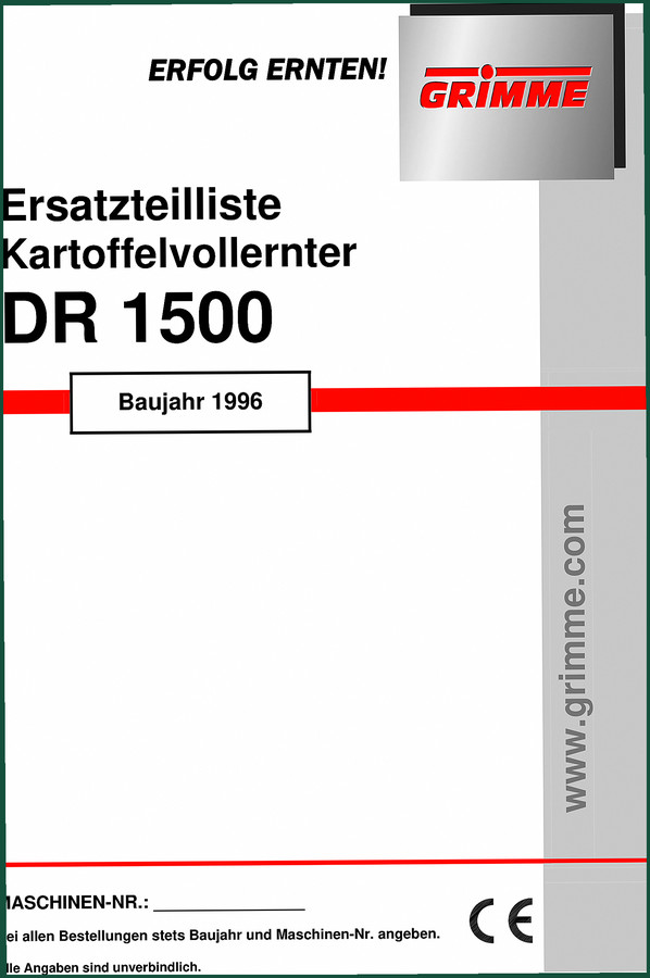 Grimme DR 1500 Parts Catalog – 411 Pages OEM Exploded Views
