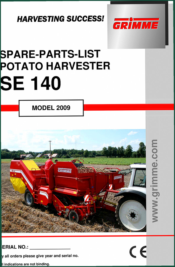 Grimme SE 140 2009 Parts Catalog – OEM Component Reference