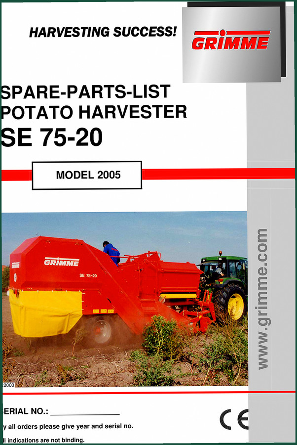Grimme SE 75-20 2005 Parts Catalog – OEM 347 Pages