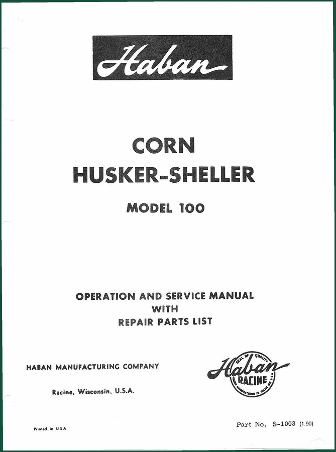 Haban 100 1956 Operators Manual – OEM Operation & Safety Guide