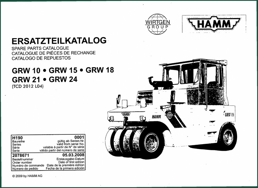 Hamm GRW 10, GRW 15, GRW 18, GRW 21, GRW 24 2008 Parts Catalog – OEM Specs