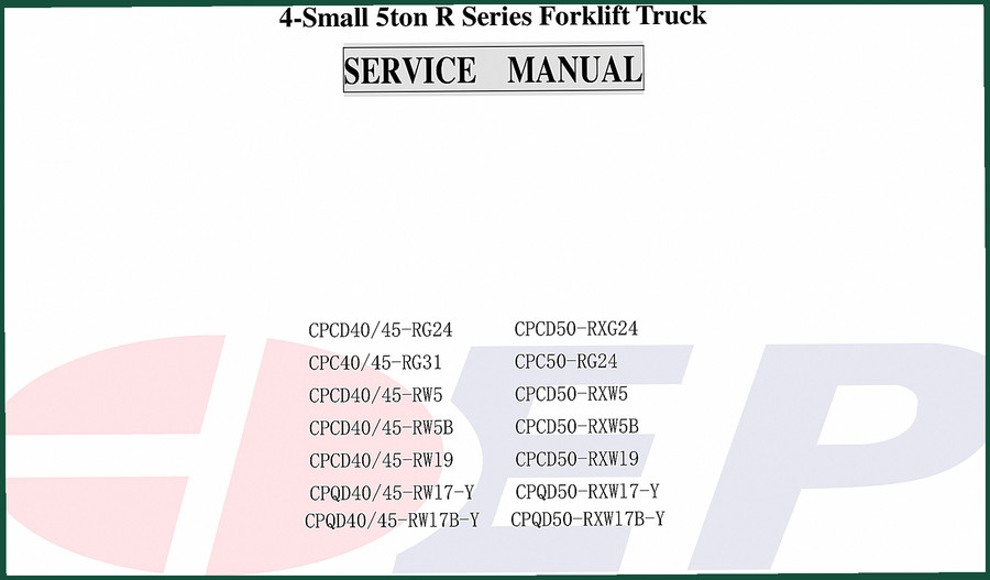 Hangcha CPCD40/45-RG24, CPC40/45-RG31, RW5, RW5B, RW19 2006 Service Manual